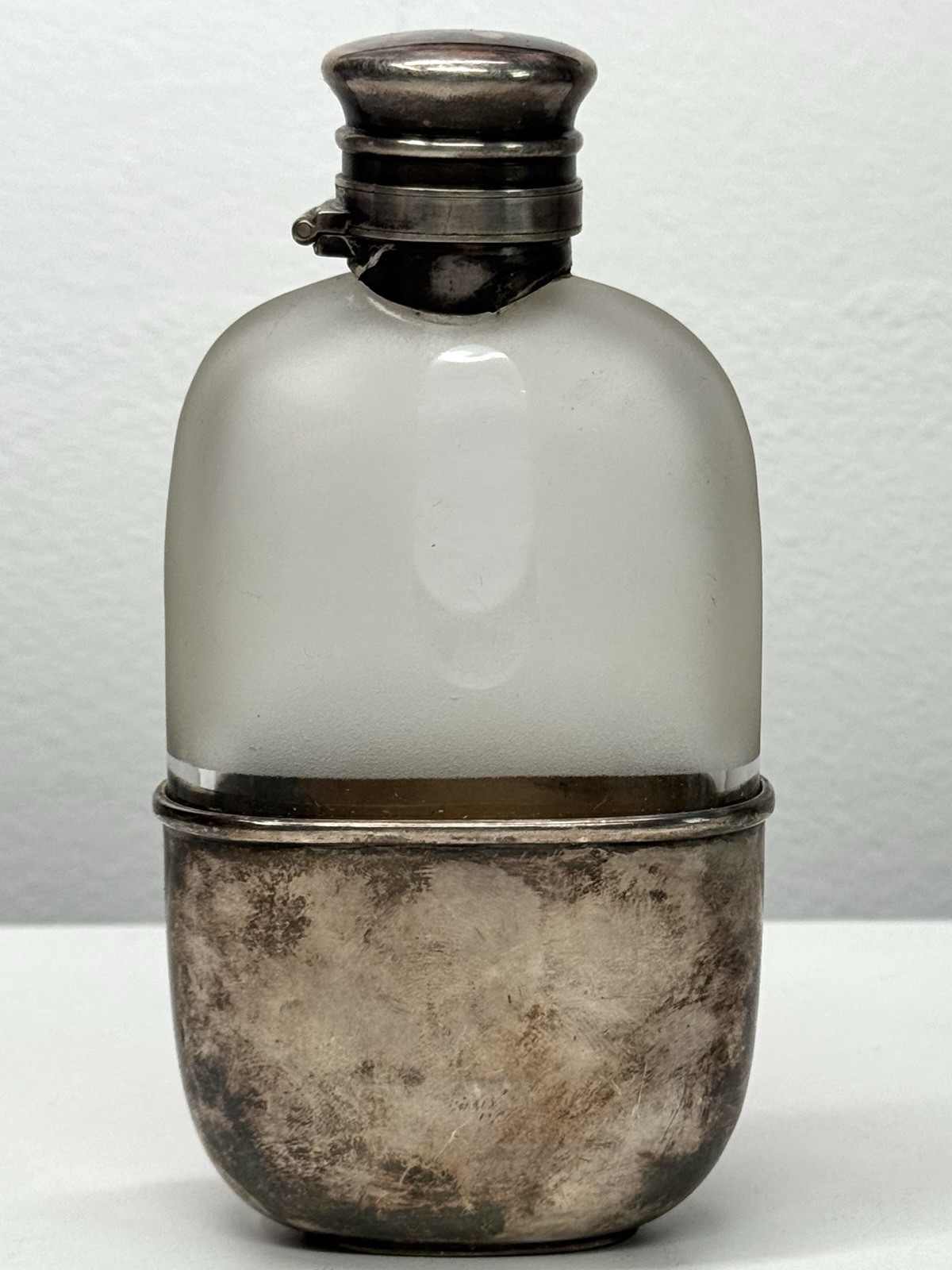 Gorham Co. “Silver S.” 1890 Silver Plate and Glass Flask Bottle Monogrammed