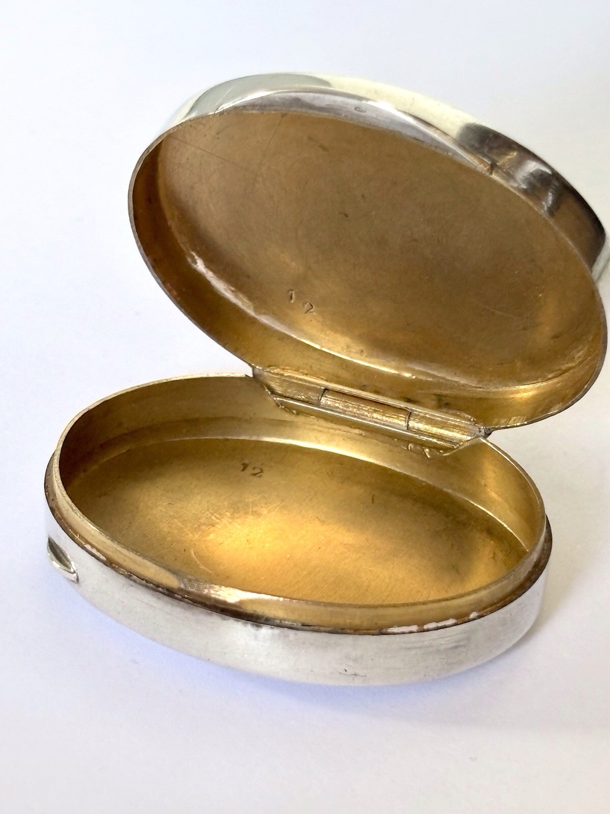 Vintage 925 Sterling Silver Gilt Pill Trinket Ring Box SHEFFIELD 1986