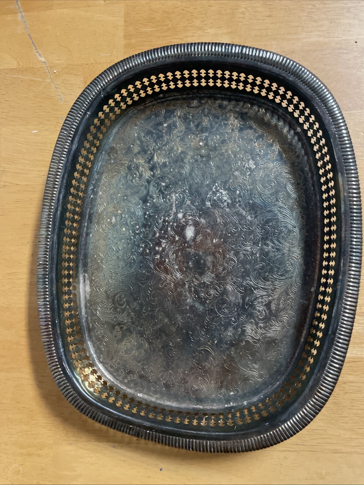 Newport By Gorham Small Silver Oval Tray Silverplate Dresser Makeup Cottage Core