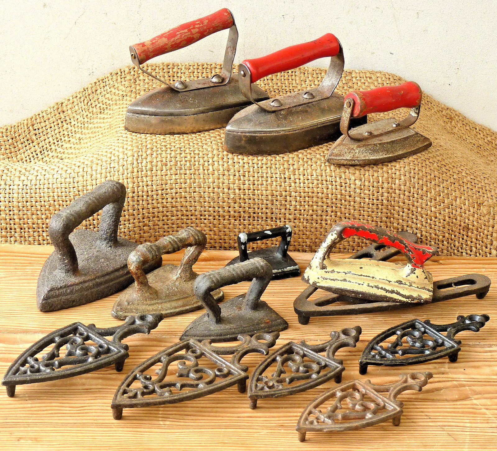 Miniature flat iron & trivet JOB LOT Vintage Salesman samples Childs Dolls House