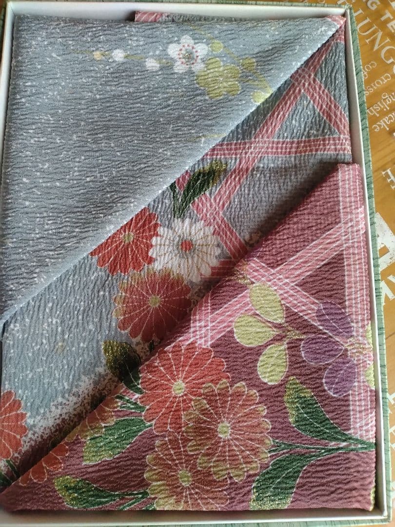 Showa Retro Chrysanthemum Furoshiki Set of 2 CrepeStyle Nylon Cookery