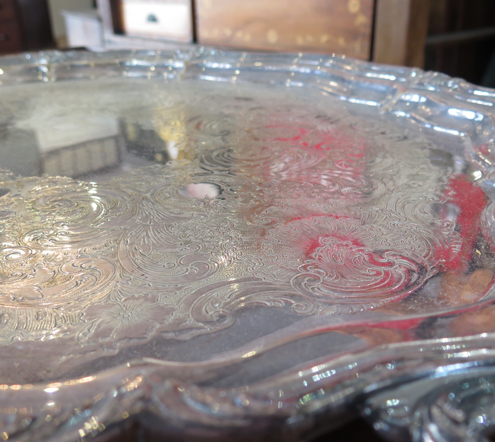 Large Engraved Reed & Barton, USA ‘Winthrop’ Silverplate Serving Tray, 76cm wide