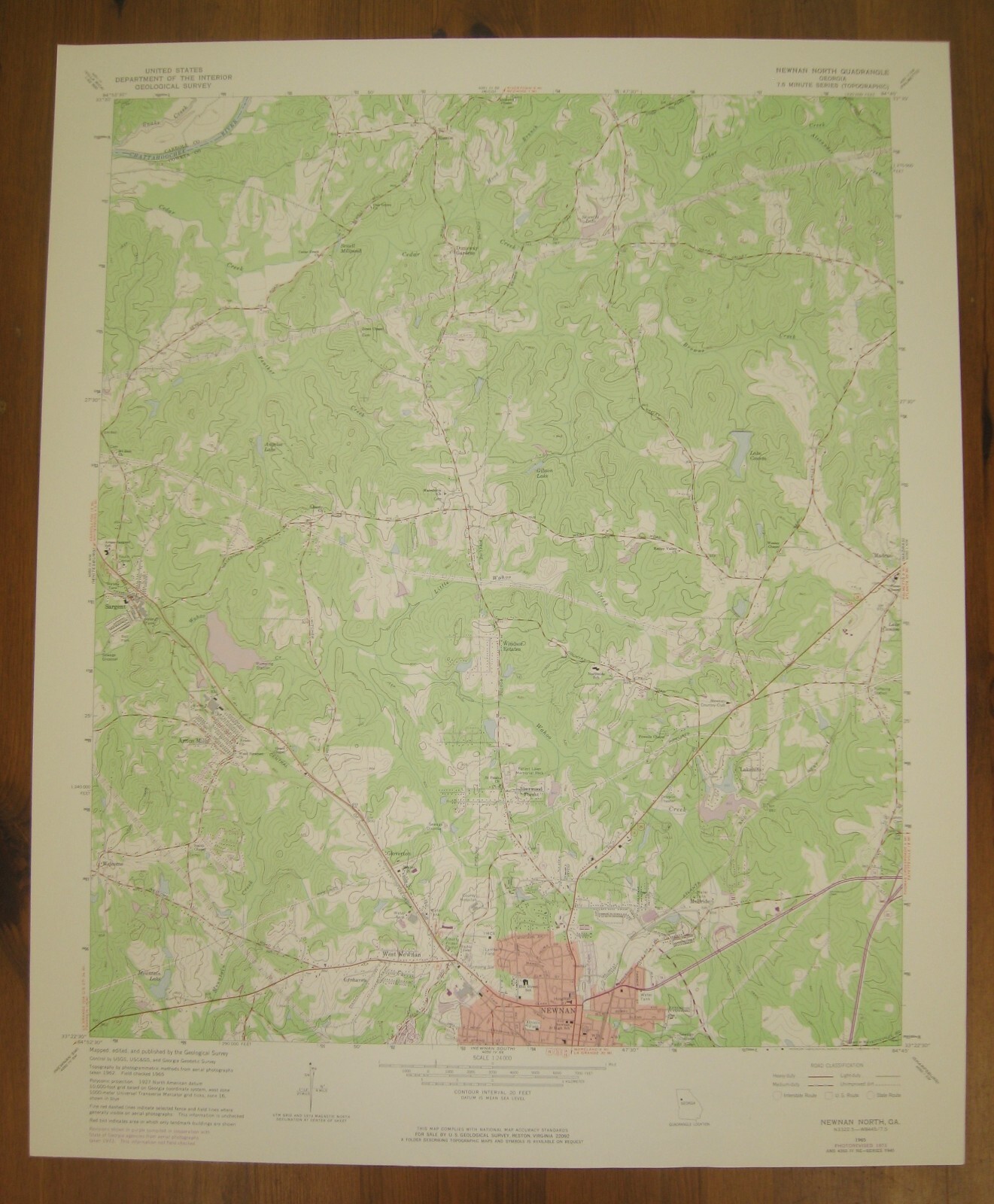 Newnan North, Georgia 1965 Photorevised 1973 Original Vintage USGS Topo Map