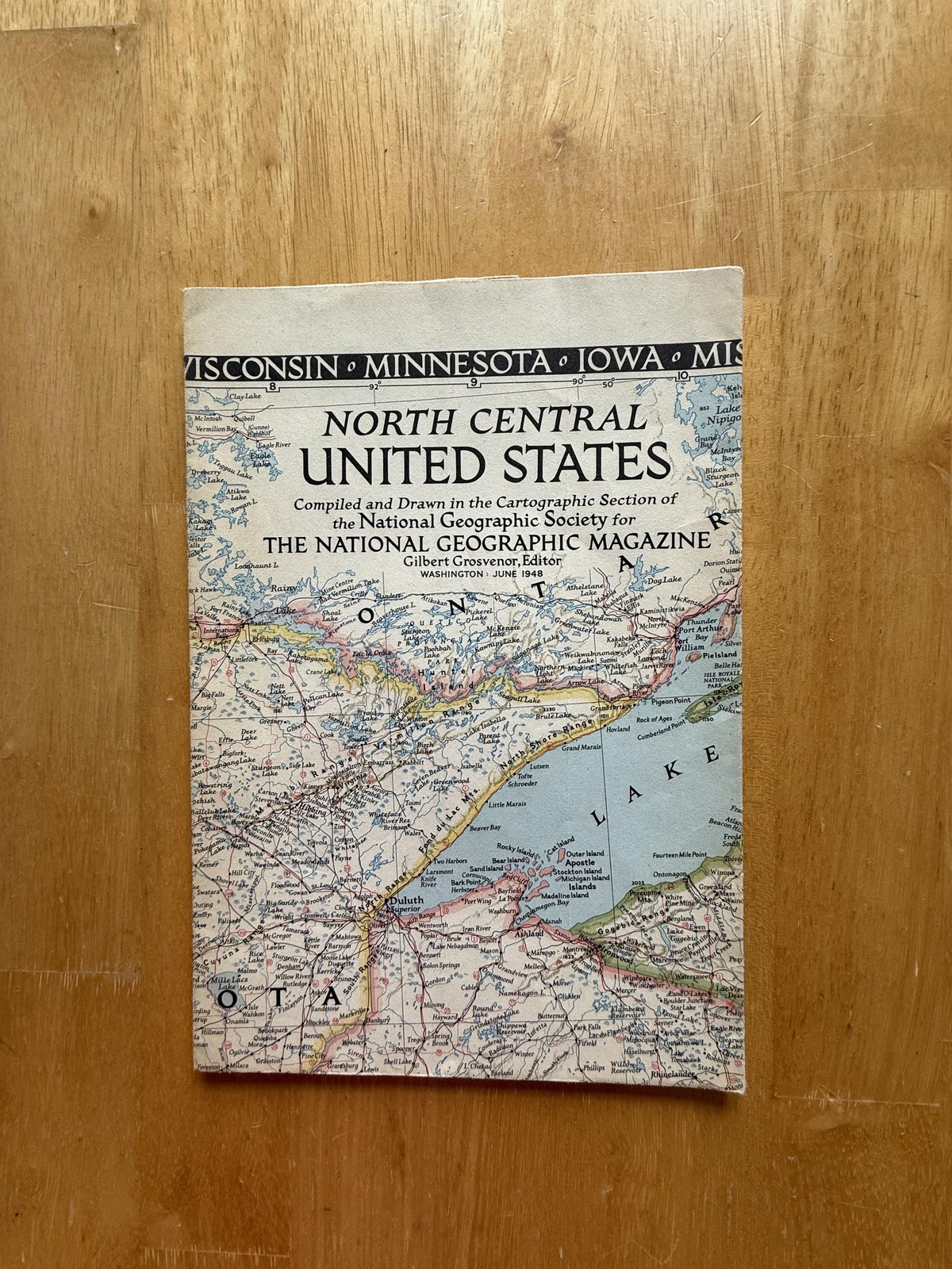 Vintage 1948 1946 National Geographic North Central US & USA Maps Lot Fold Out