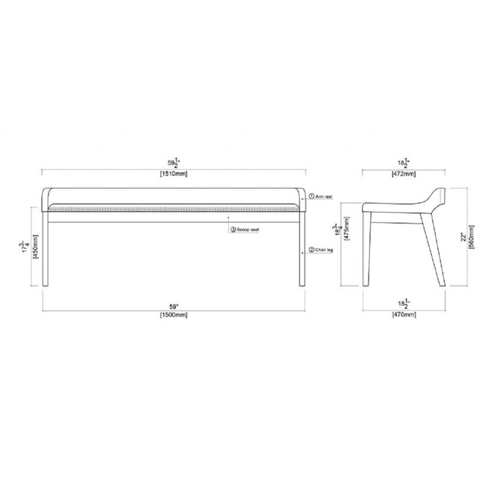 Bowery Hill Modern / Contemporary Dining Bench Chestnut Wire-Brush