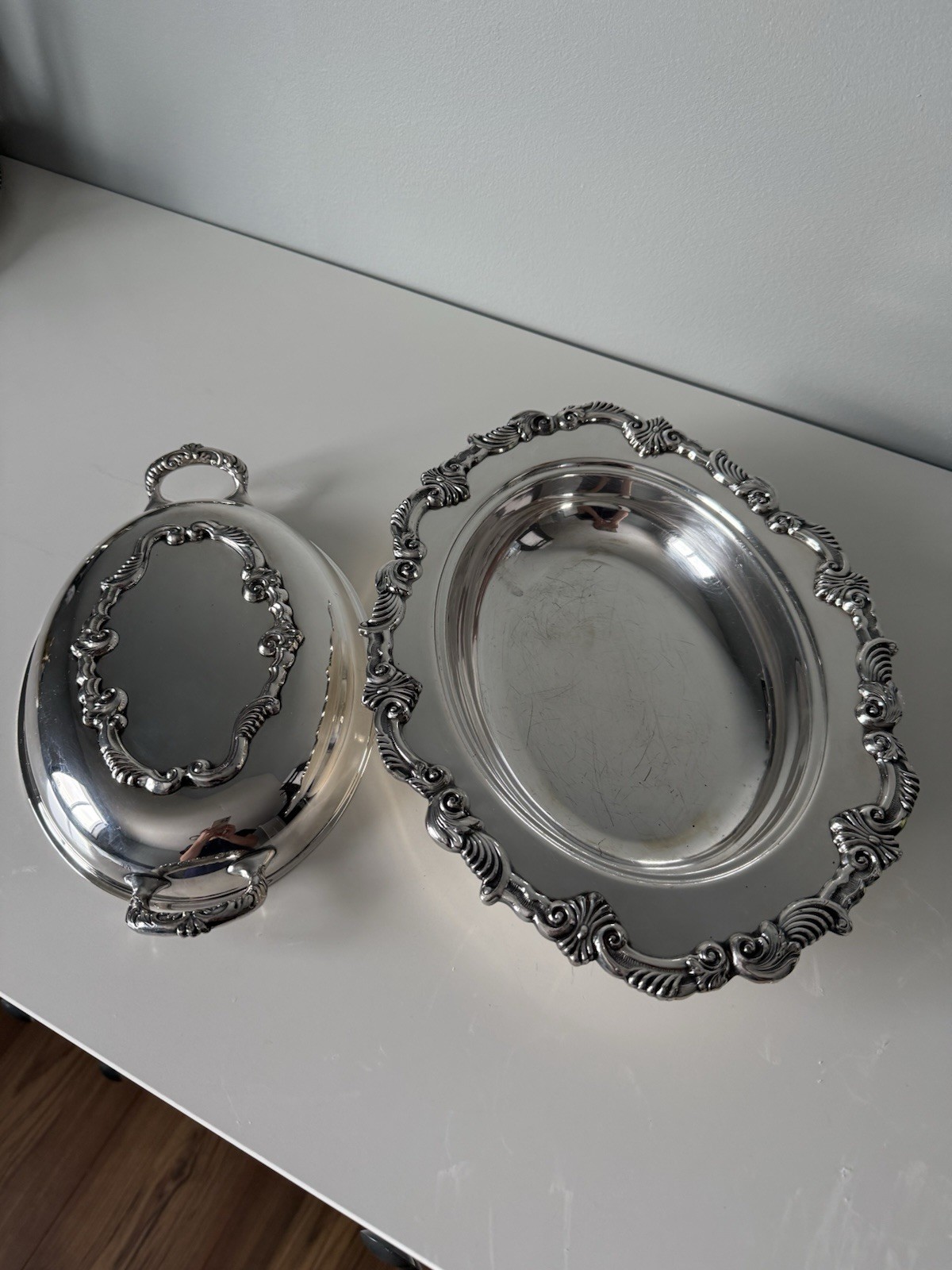 Wallace Silver Plated Serving Dish with lid | Baroque Victorian Entree Tray