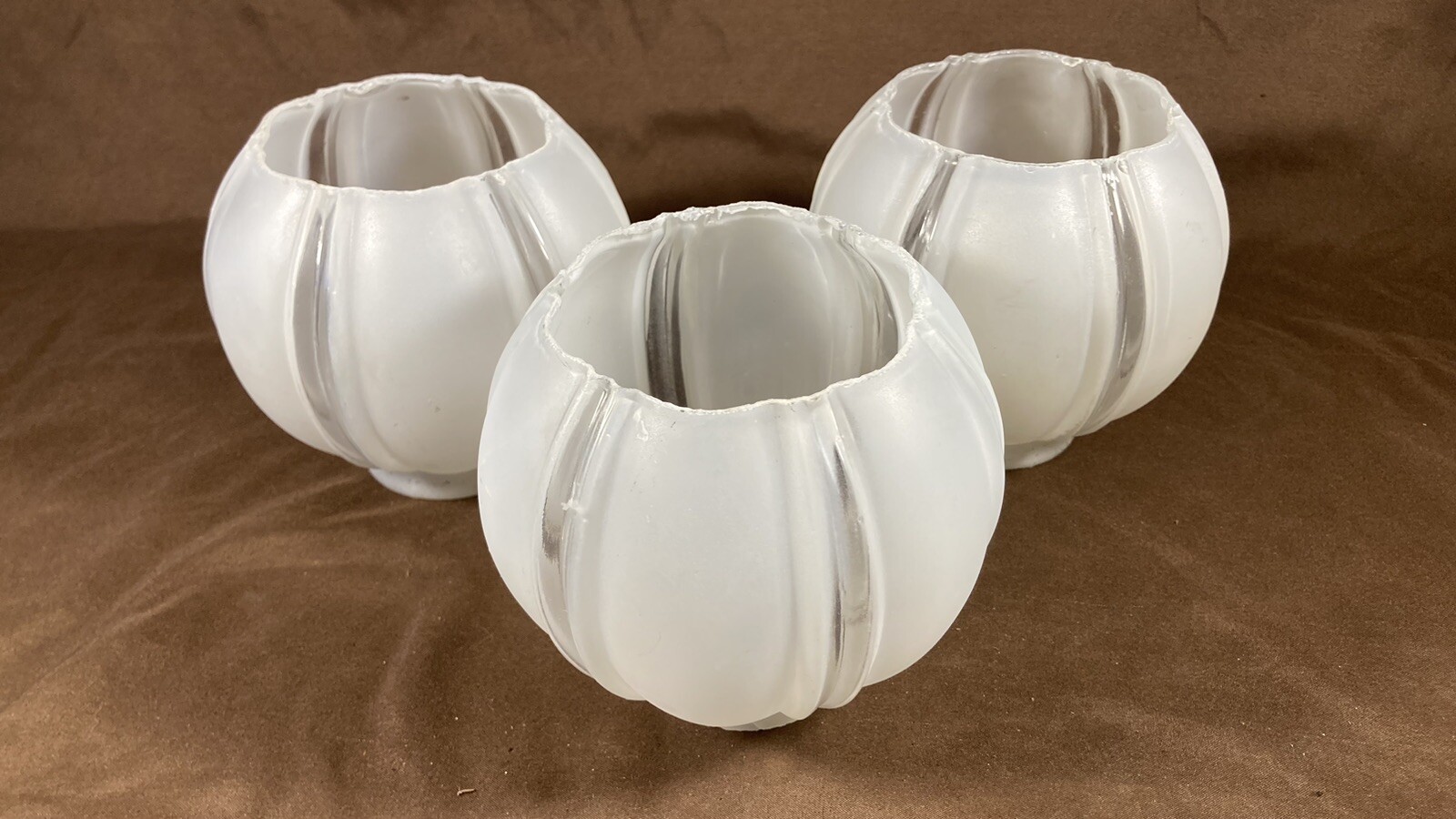 3 Antique Original Art Deco Arts Crafts Glass Chandelier Light Replacement Shade
