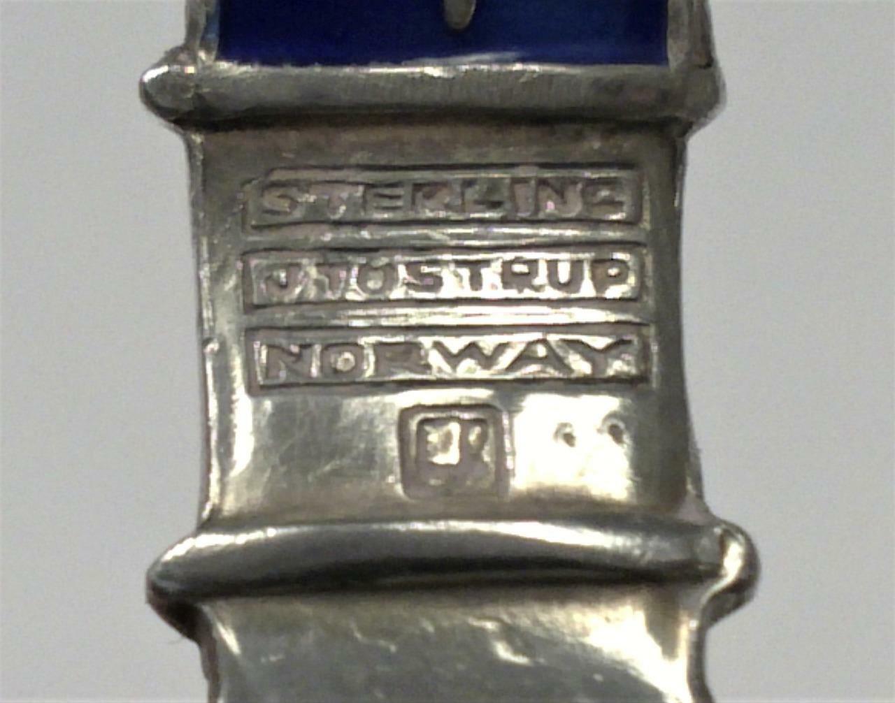 Vintage Sterling Silver & Enamel Caddy Spoon (4 ¾”) by J. Tostrup – Norway
