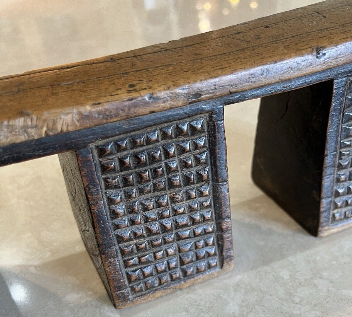 Rare Unique Carved Zulu Headrest Solid Wood South Africa Early 20th Century #467