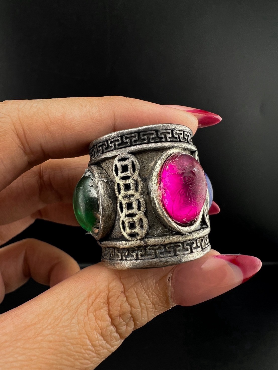 Rare Vintage Solid Silver RING WITH NATURAL stone