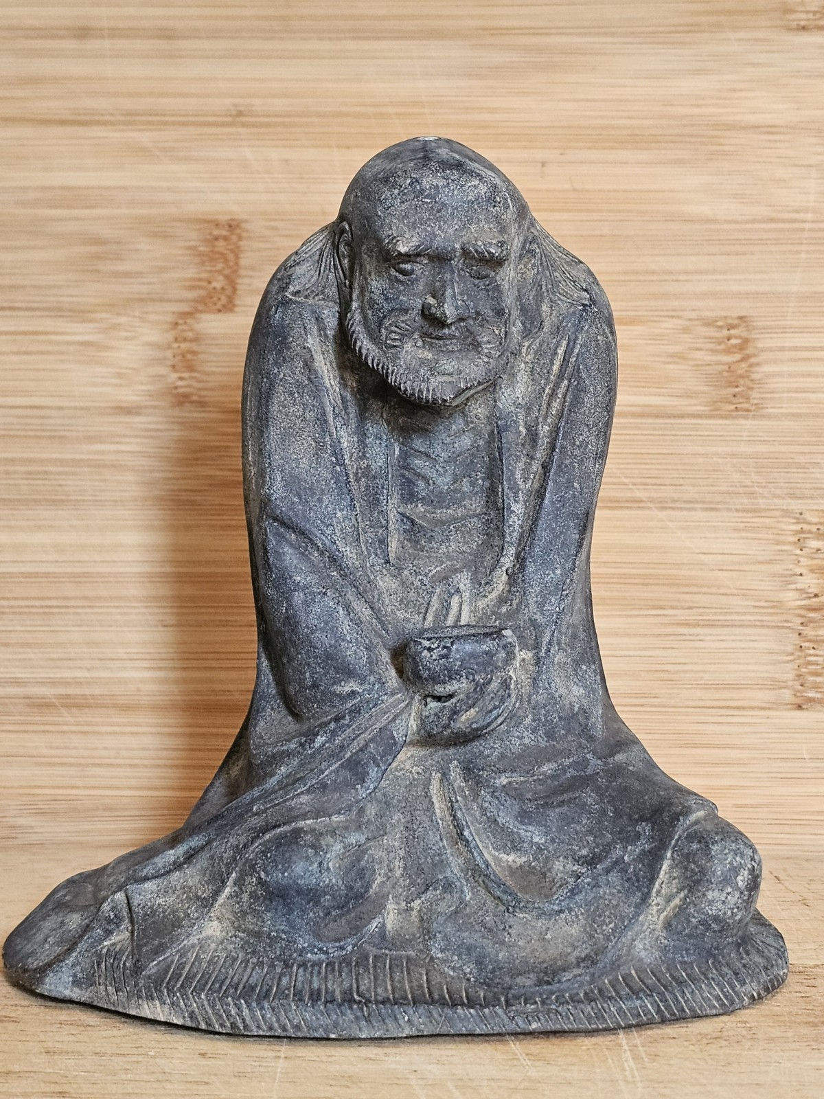 Antique Bronze Statue Of the Zen Master Bodhidharma Or Daruma. 16cm High.