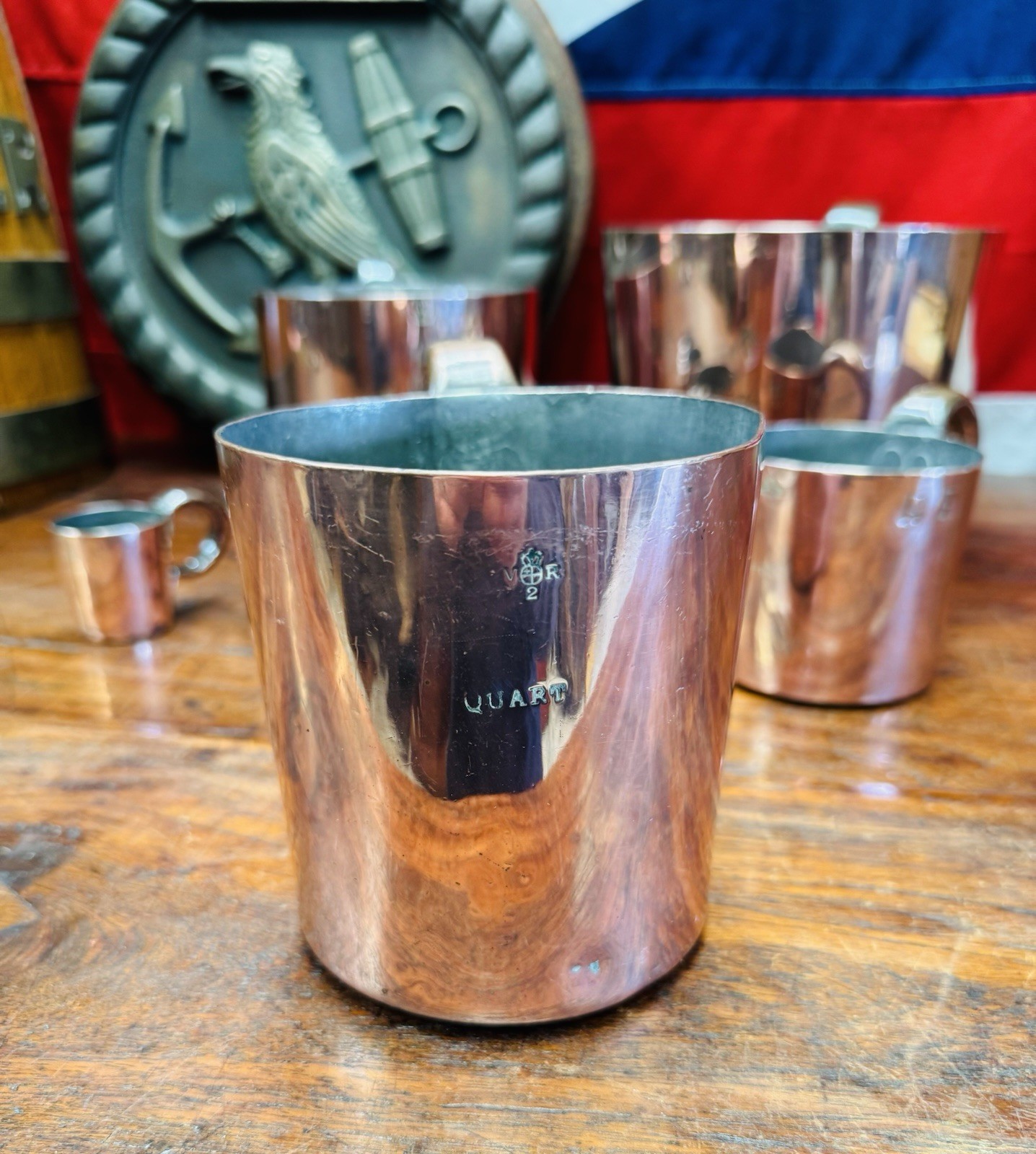 Superb Royal Navy Late Victorian Large Quart Rum Or Grog Measuring Cup