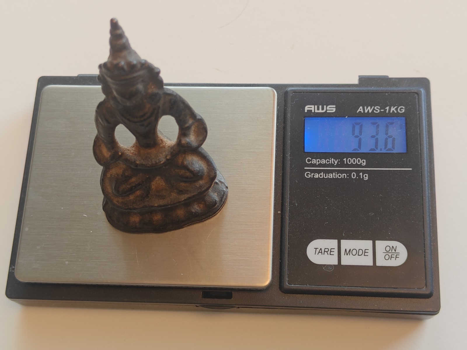 Cast Iron Thai Buddha Miniature Temple Figure, Antique