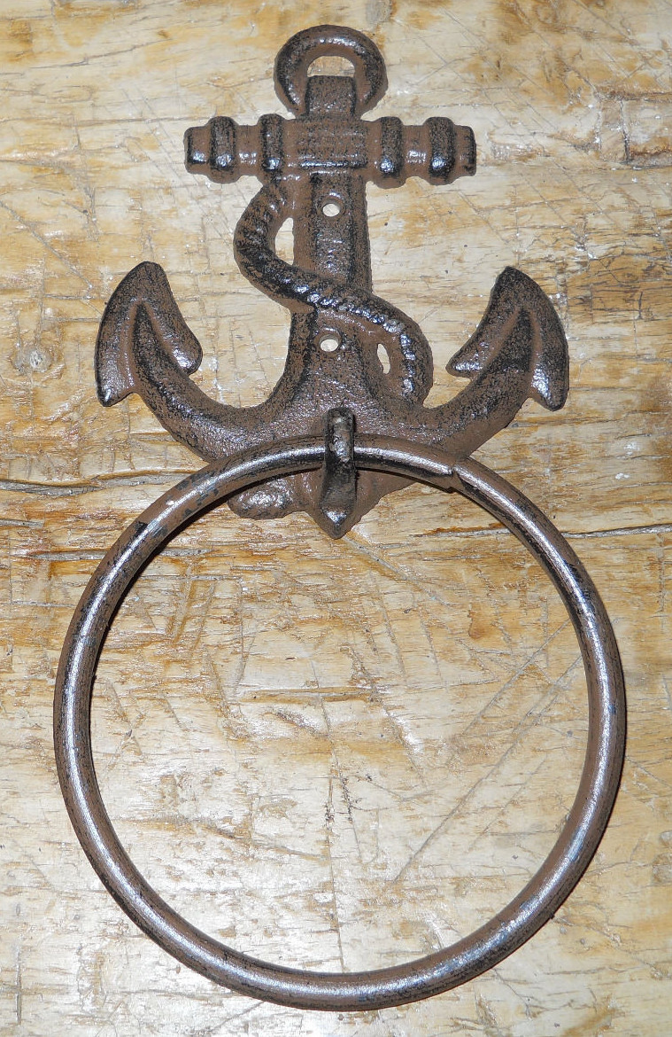 Cast Iron Antique Style Rustic ANCHOR Door Knocker NAUTICAL TOWEL RING
