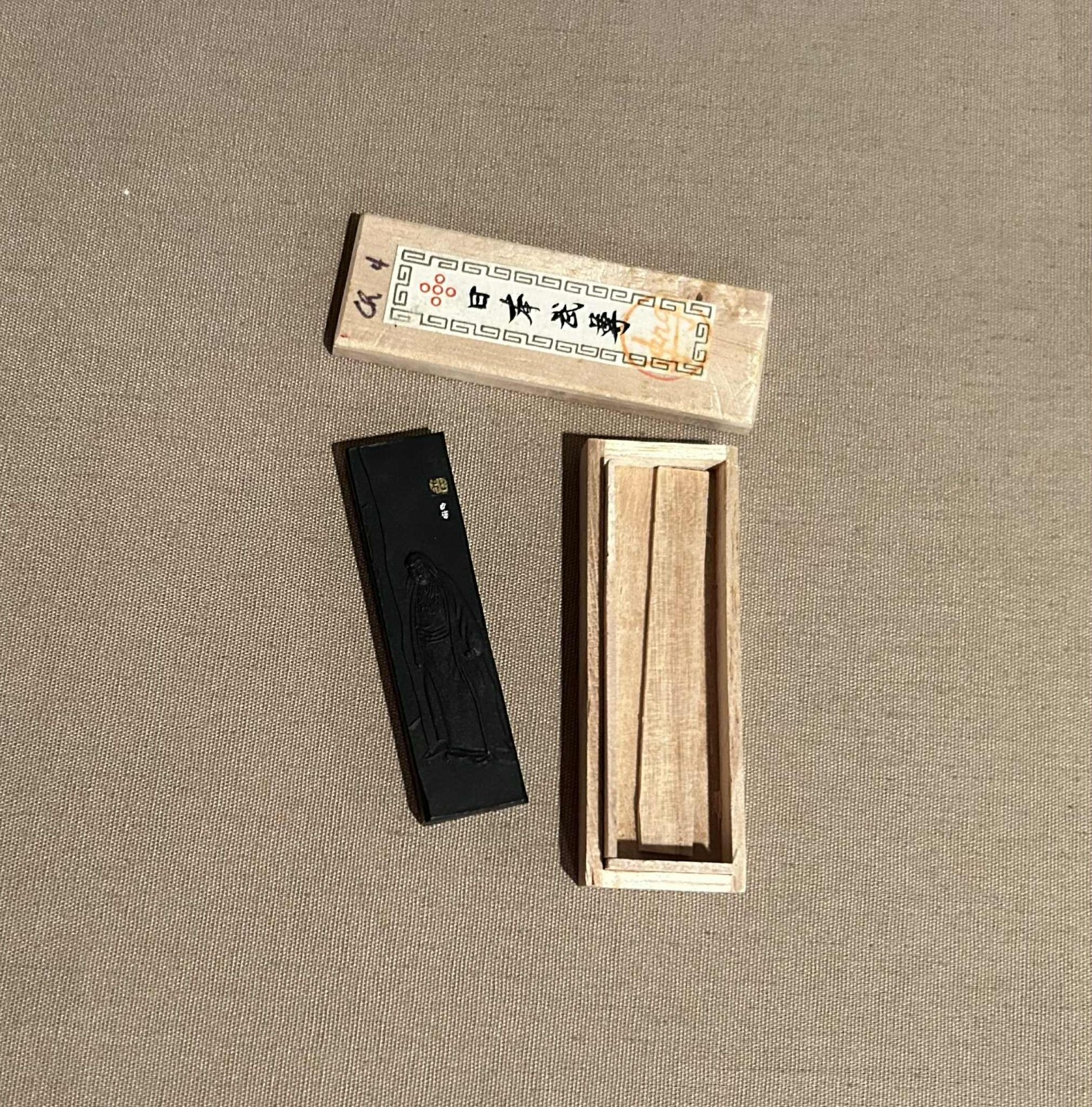 Vintage CR Yamato Takeru Sumi Calligraphy Ink Stick Stone Stamp READ DESCRIPTION