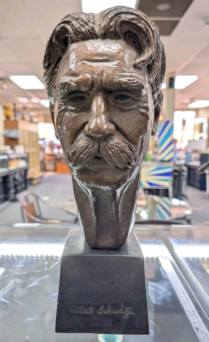 Albert Schweitzer Mini Bust on Resin by Leo Cherne 1955