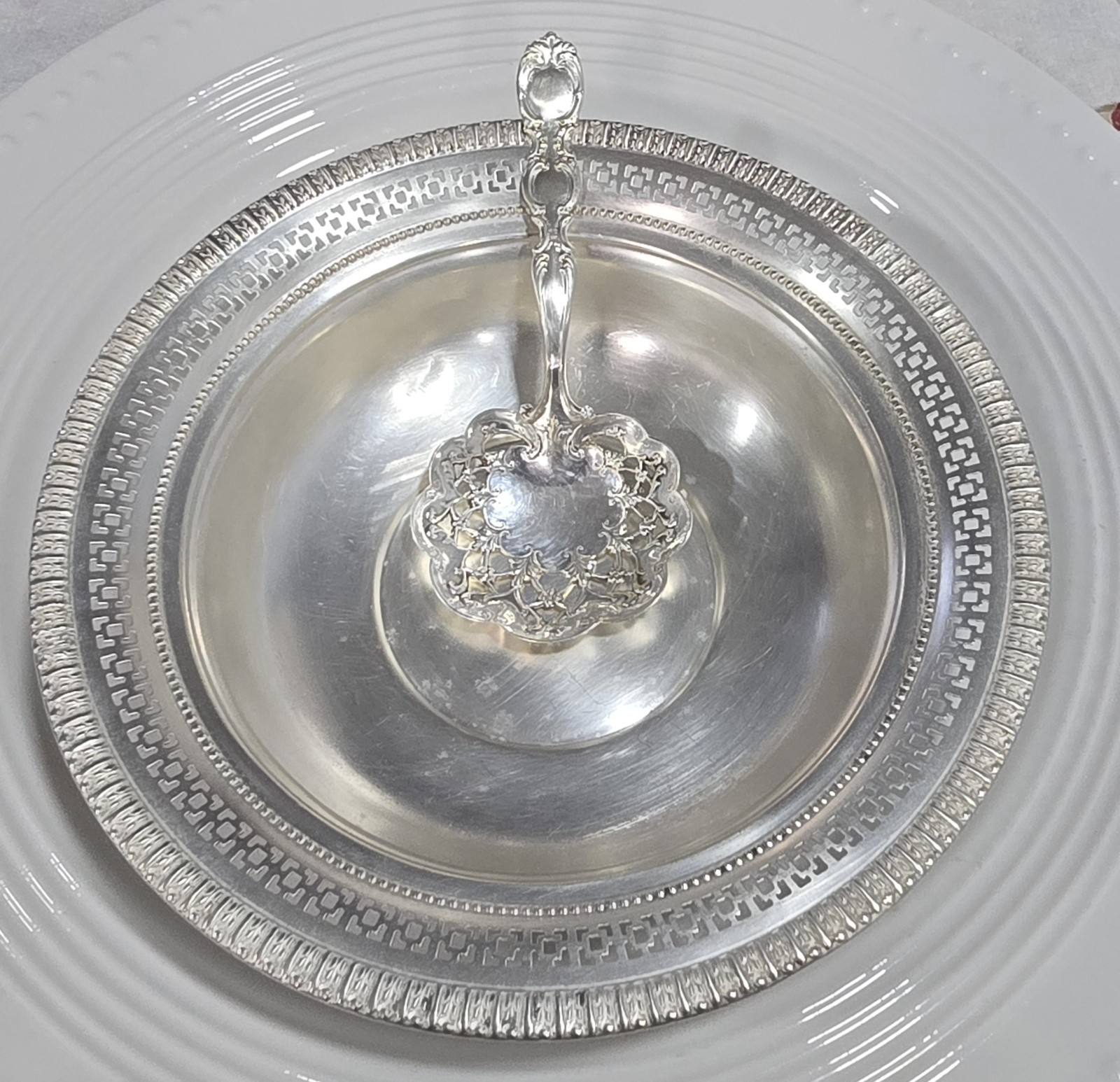 Fisher Sterling Silver .925 Bowl with Pierced Rim & Pierced Serving Spoon