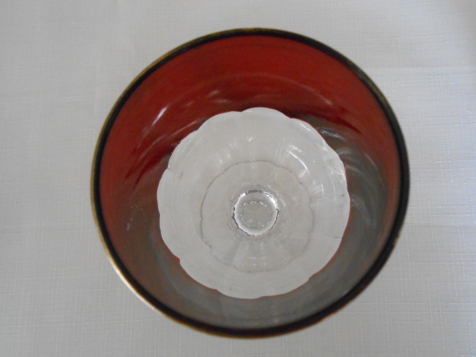 3 Antique Ruby Red Flash Souvenir GOBLET, PITCHER 1907, MUG.