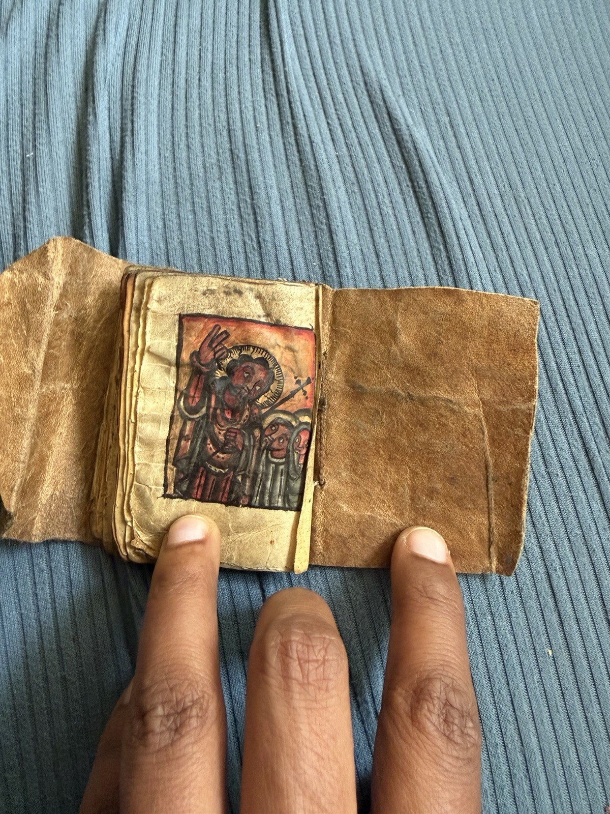 Ethiopian Ge’ez Illuminated Mini Manuscript Bible- Handwritten Parchment,