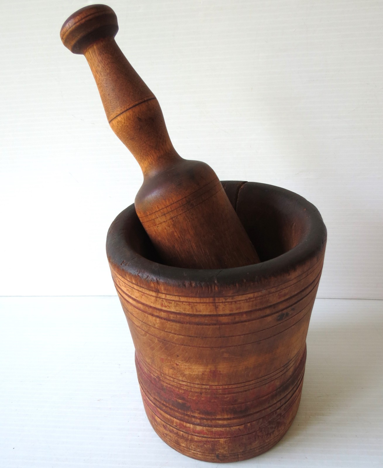 Antique Hand Turned Maple MORTAR & PESTLE 6″