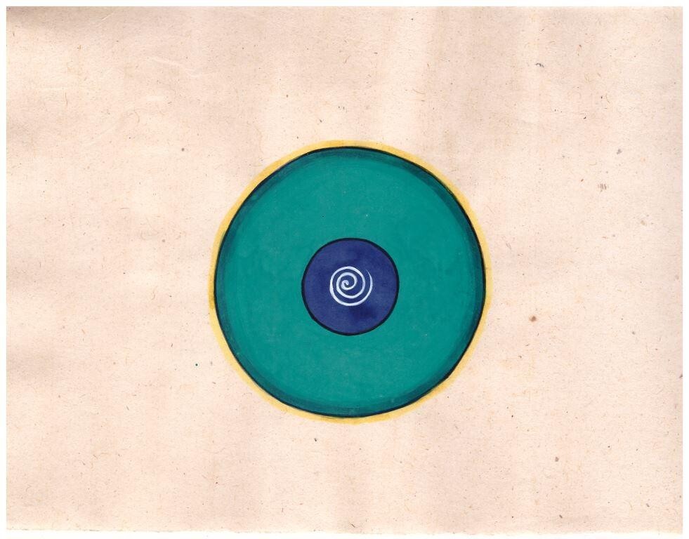 TANTRA PAINTING OLD PAPER INDIA COSMIC EGG SPIRAL TANTRIC ART SPIRITUAL ENERGY