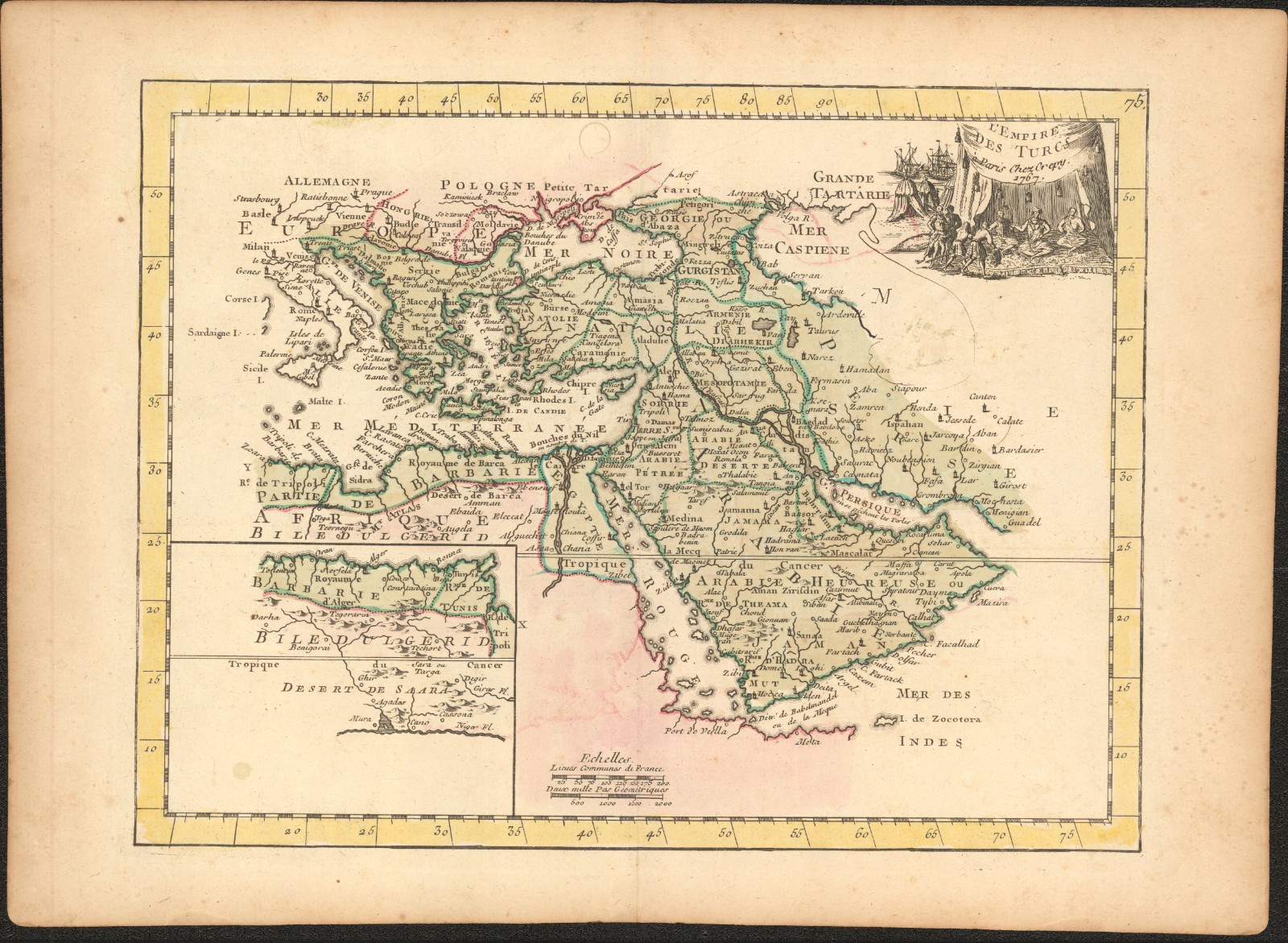 1767 Turkey original antique map by Crepy ~13.7″ x 9.8″ – Turkish Empire