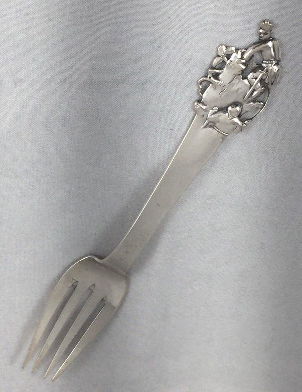 Danish 1959 830 Sterling Figural Fork-5 7/8″