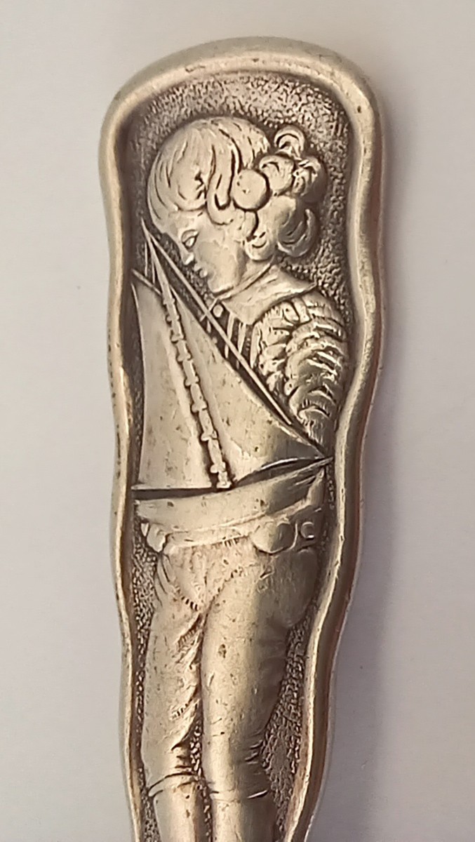 1847 Rogers Bros. A1 Silver Plate 5½” Tea Spoon – Boy with Sailboat Embossed