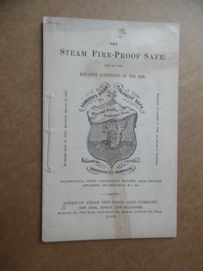 1868 American Steam Fire-Proof Safe Company Catalog Sanborn Antique Original