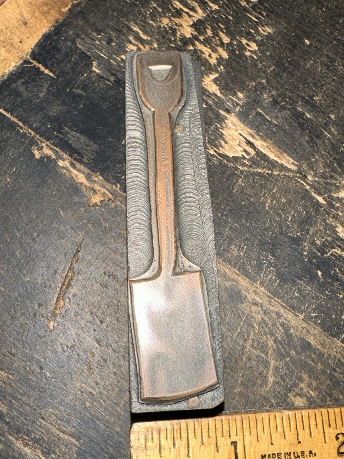 (Print Block) “ Never Bend Shovel “ Copper Face Print Block.