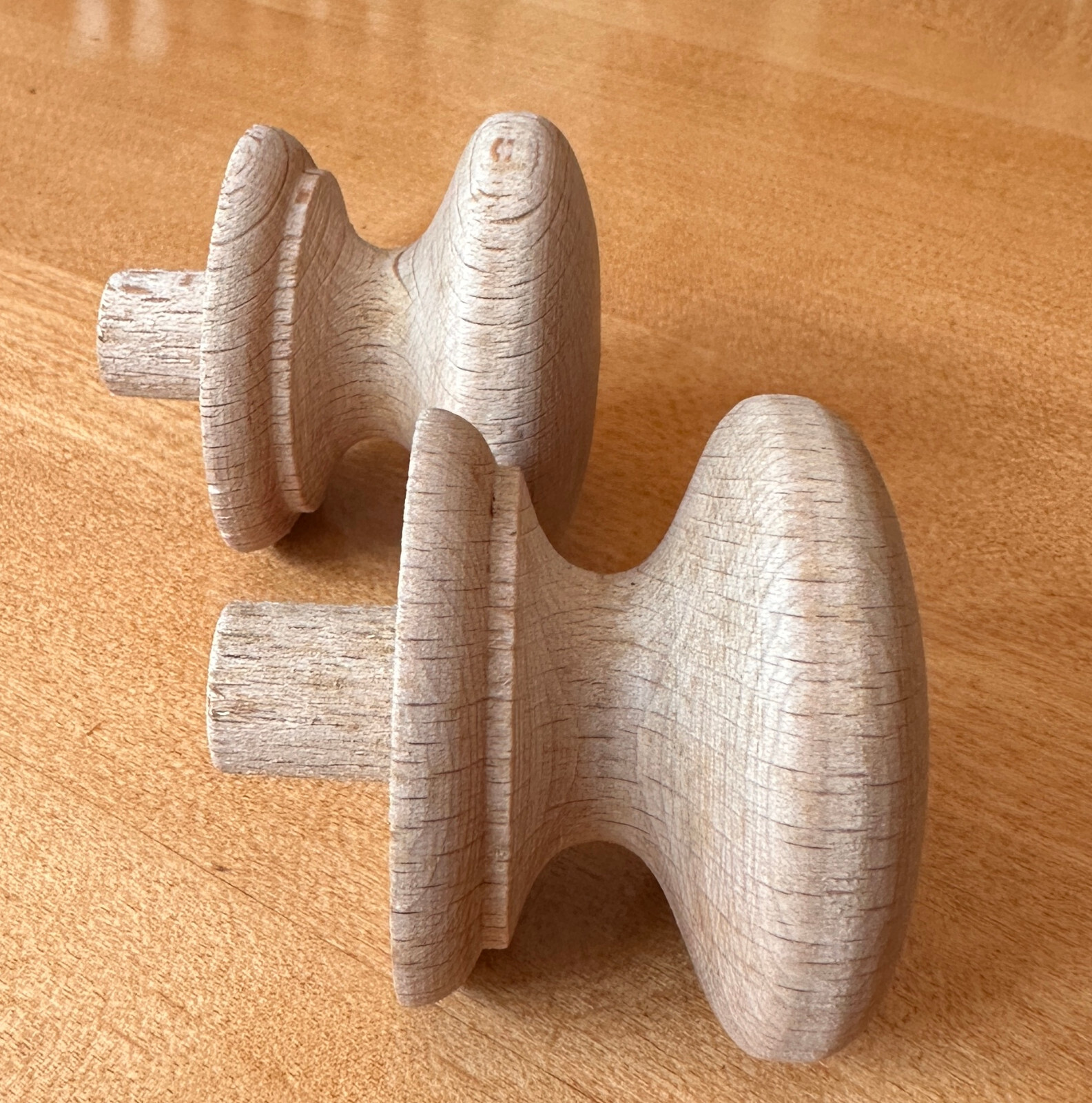 Pr Repro Lathe Turned Cabinet Knob Desk Drawer Pull Unfinished Wood,Tenon 2 1/4″