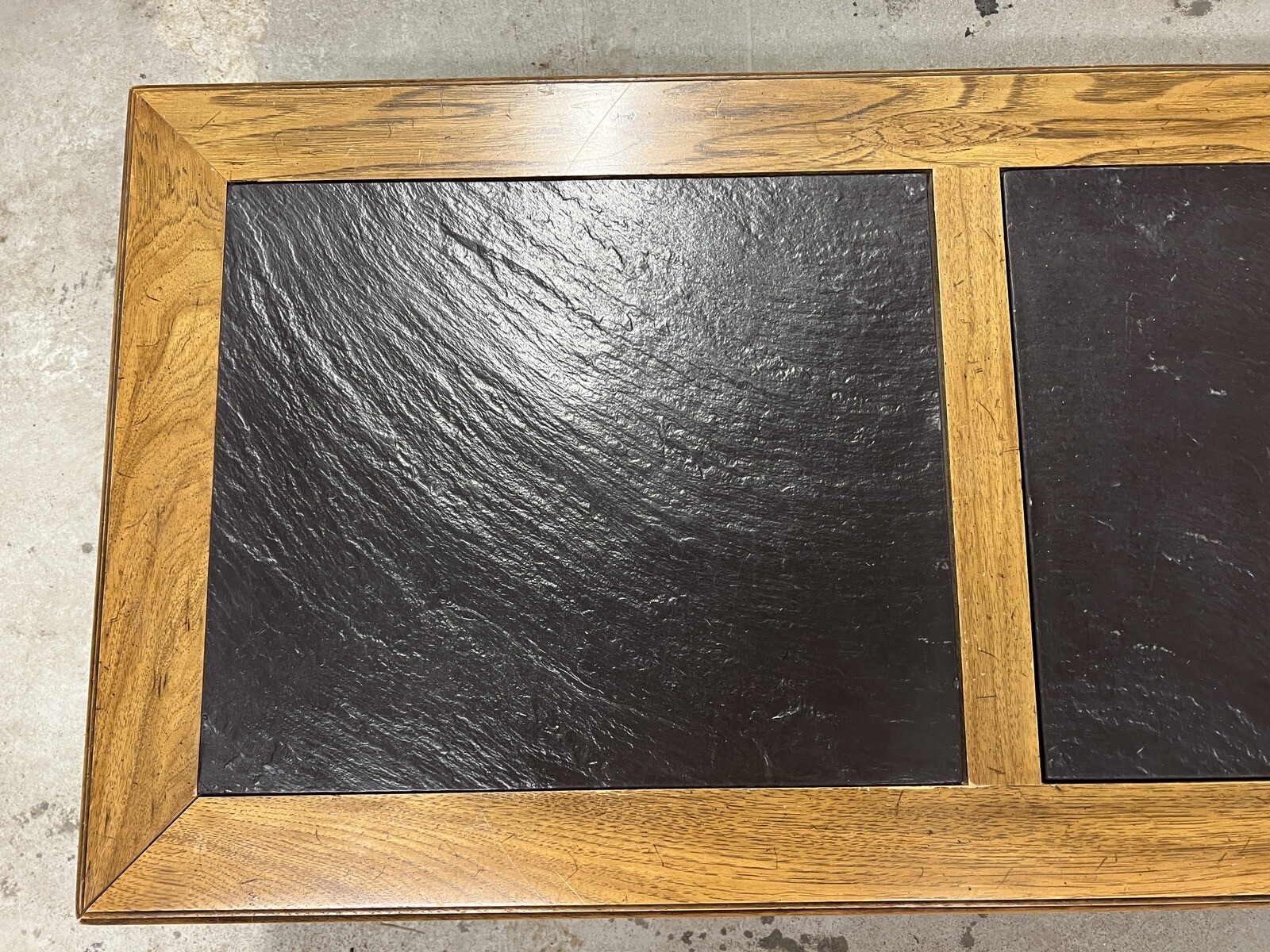 VINTAGE Oak Coffee Table and End Table Set with Slate Tray, 1960s