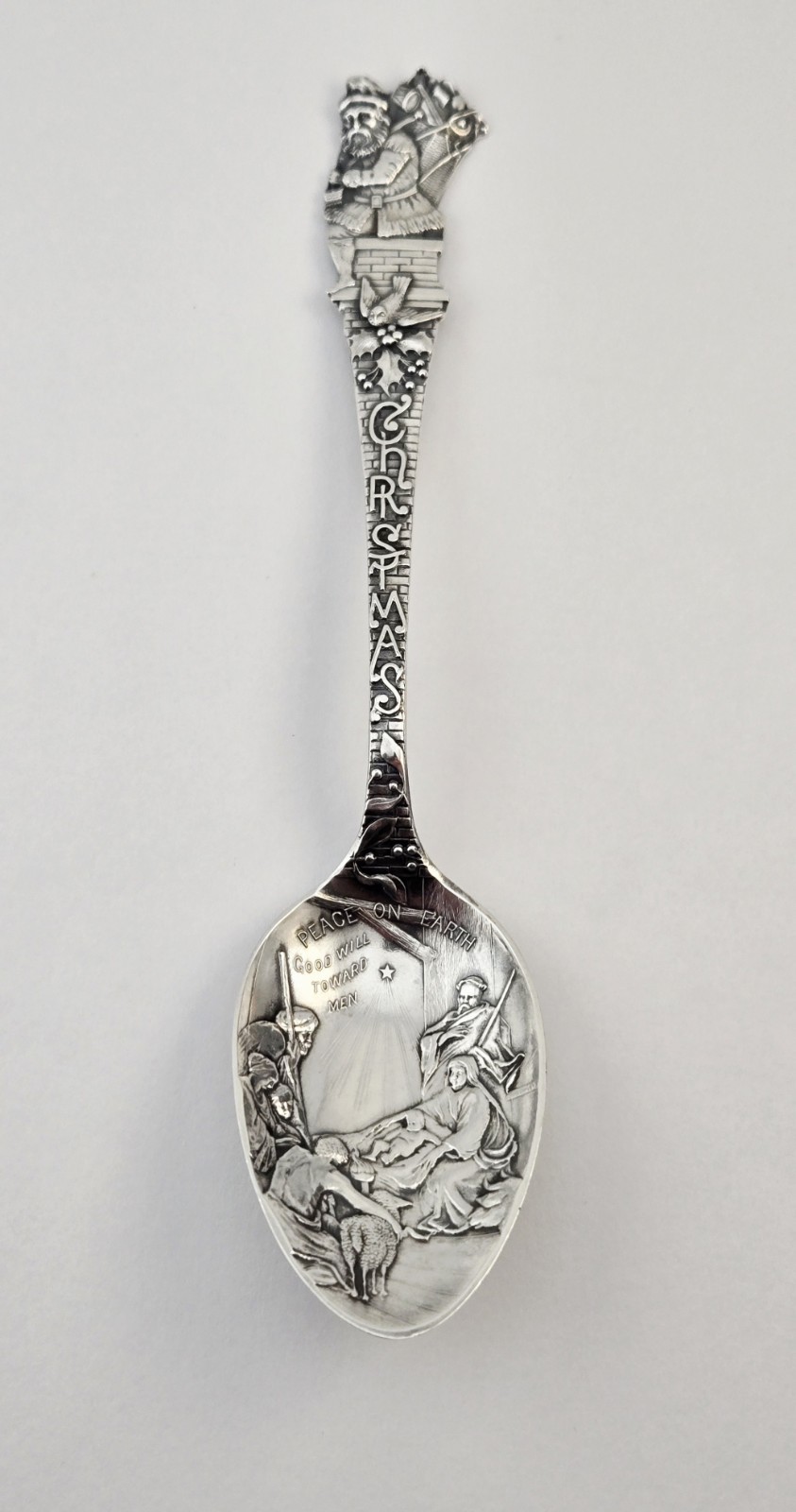 VTG C.D. Peacock Sterling Silver Santa Claus Christmas Nativity Souvenir Spoon