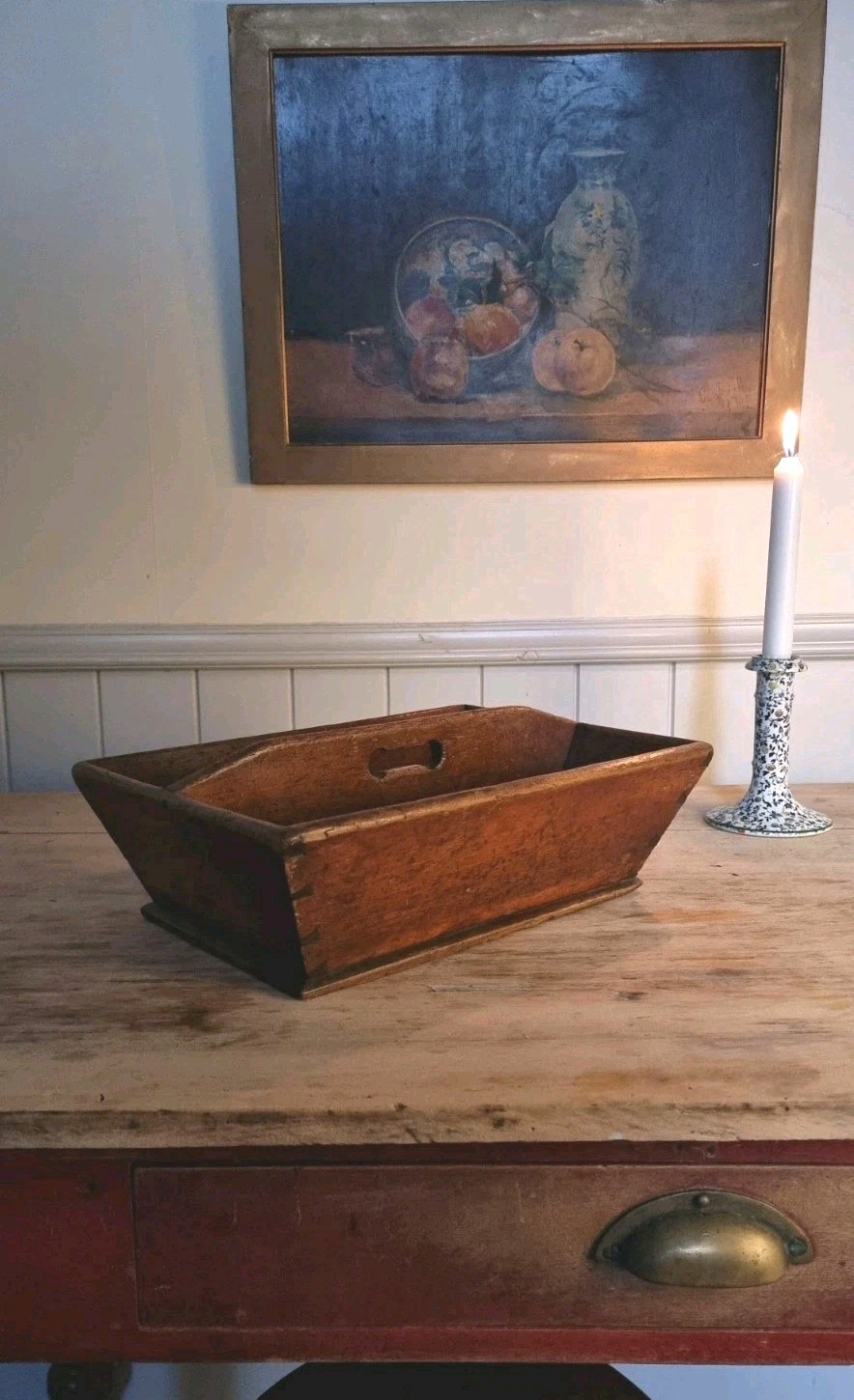Antique English Oak, Cutlery Tray, Work Box, Trug, Housekeepers / Butlers Carry
