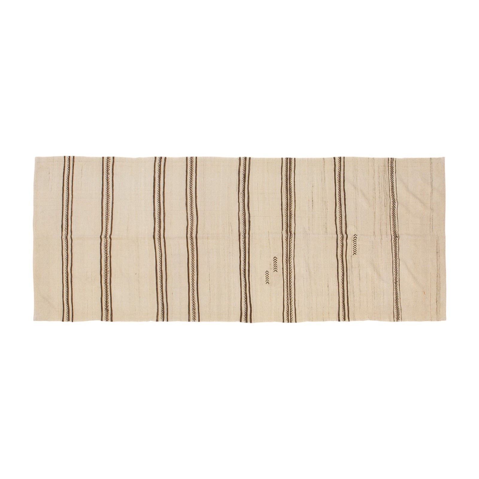 Striped Design Turkish Kilim Runner, Minimalist Modern Kilim Rug, 4’11” x 12’10”