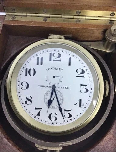 Longines 1940s Marine Deck Chronometer Clock w 3-Tier Box 17J
