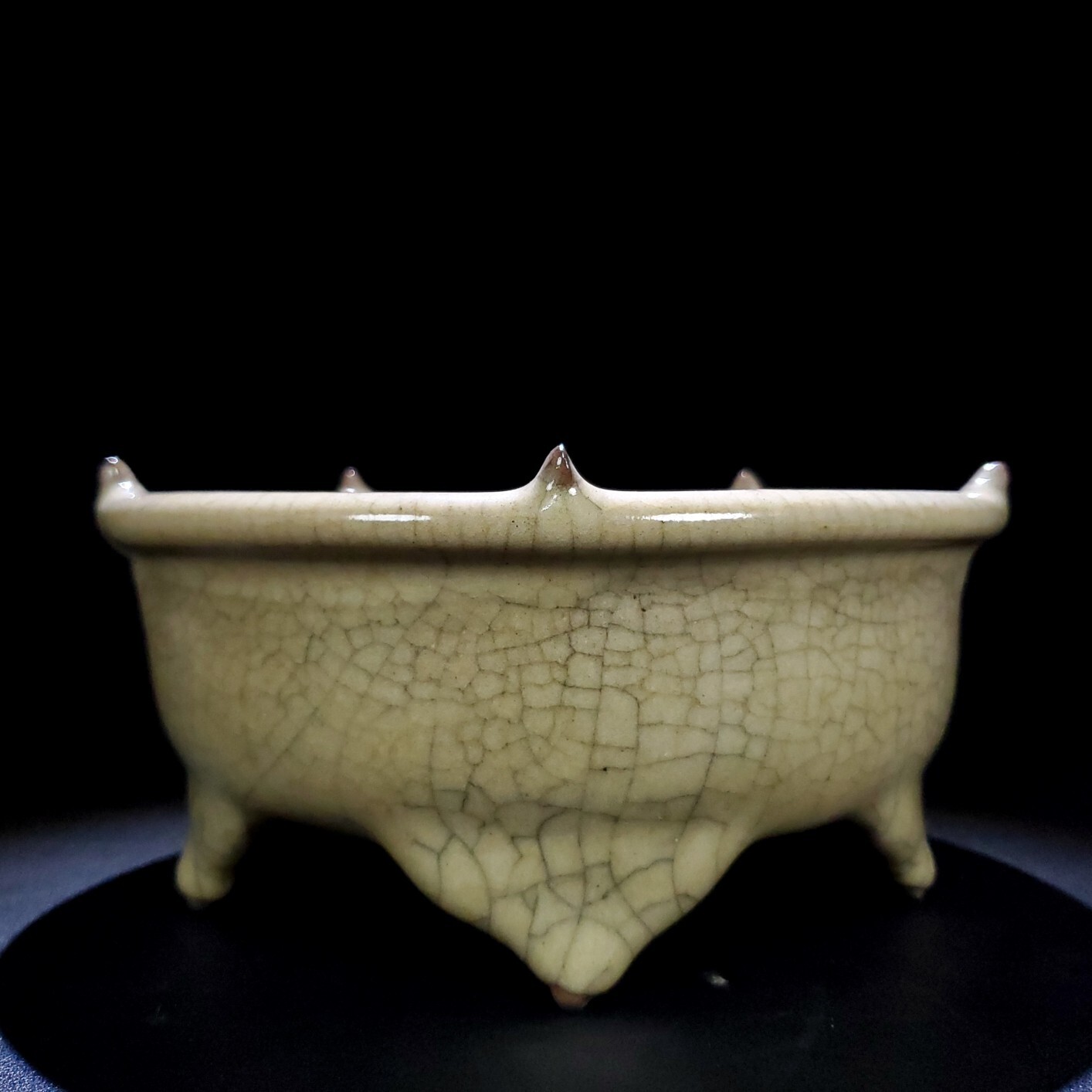 8″ Old Song dynasty Porcelain ge kiln Ice crack Drum nail Five foot Brush Washer