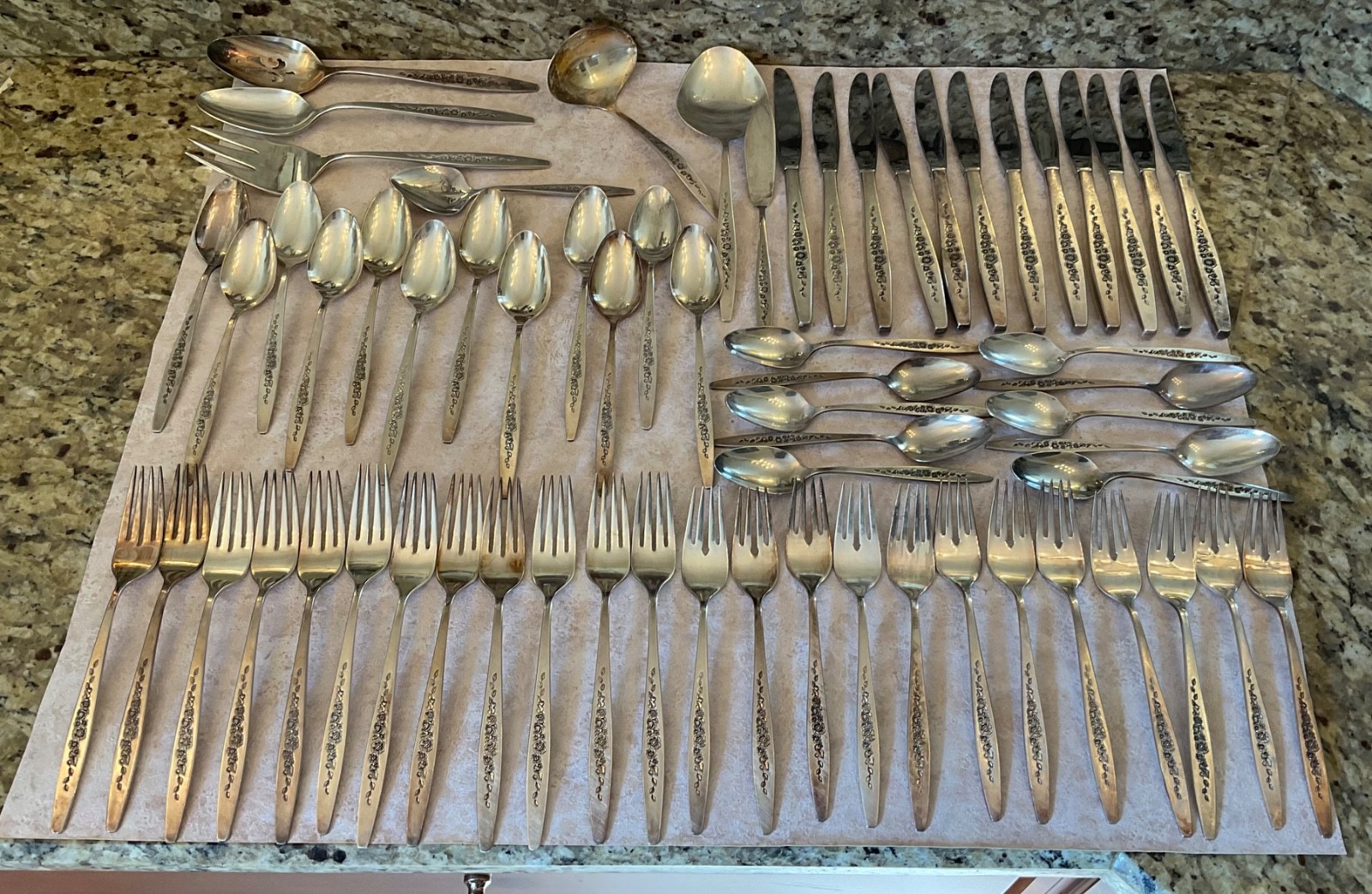 66 PCs. International Deep Silver “Laurel Mist” Silverplate Flatware Set MCM
