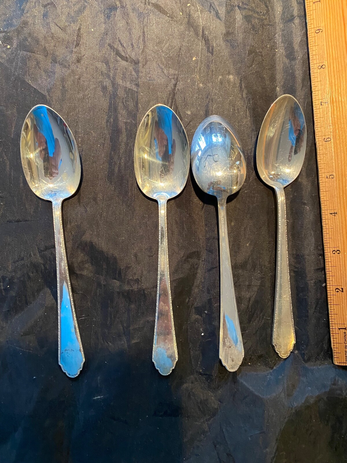 1 LUNT WILLIAM AND MARY STERLING SILVER FLATWARE 4 OVAL SOUPS 7″av. price each