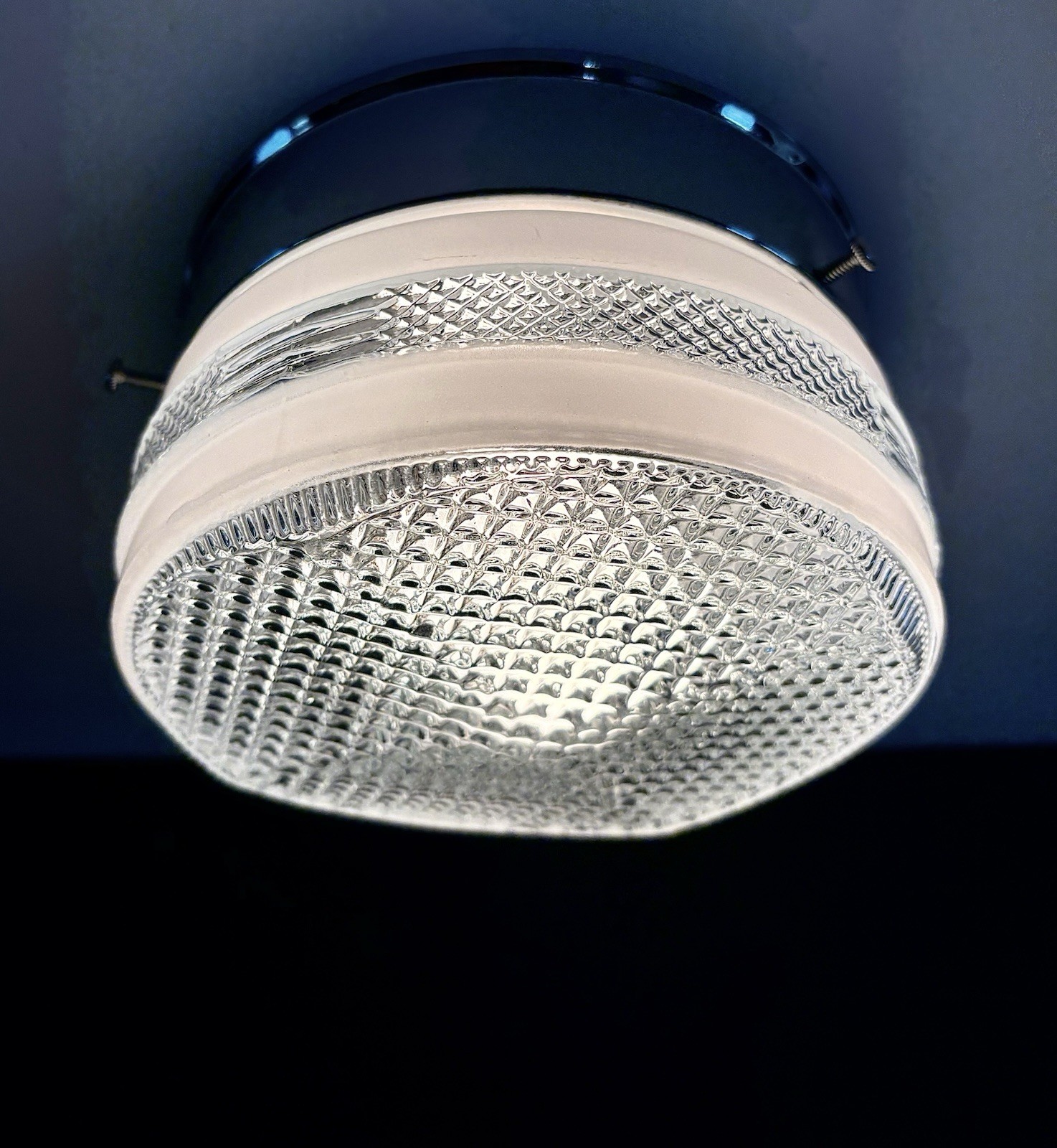Antique 1940s 1950s Art Deco Retro Geometric Petite Mini Ceiling Light Fixture