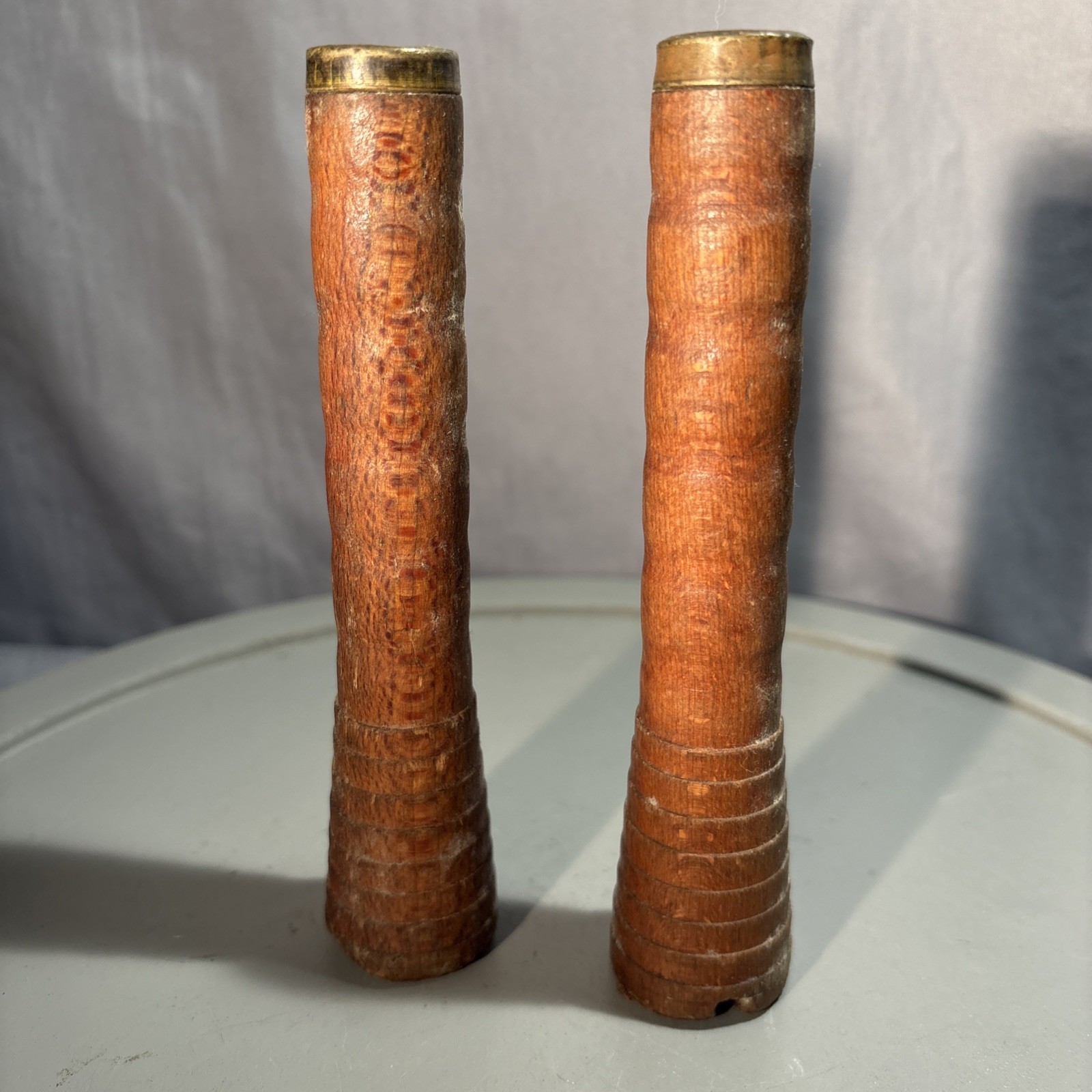 Antique Wooden Textile Mill Industrial Beehive Spool Bobbin Spindle Candlest 12″
