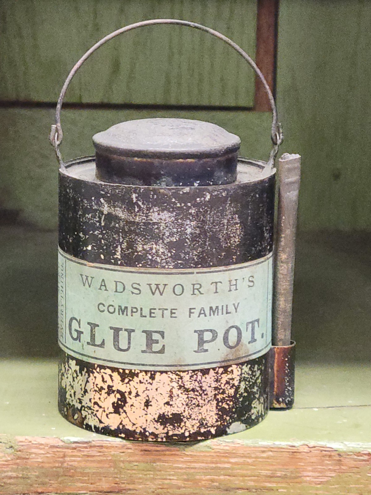 Mid-1800s J.W. Wadsworth Family GLUE POT Double Tin Antique Northford CT