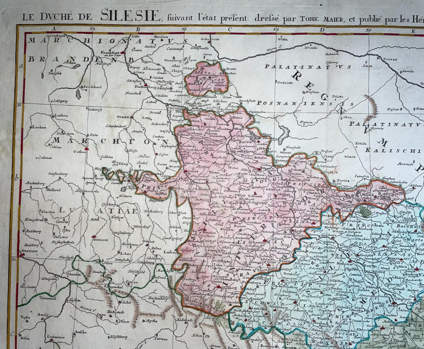 SILESIA DATED 1749 HOMANN HRS LARGE ANTIQUE MAP 18TH CENTURY