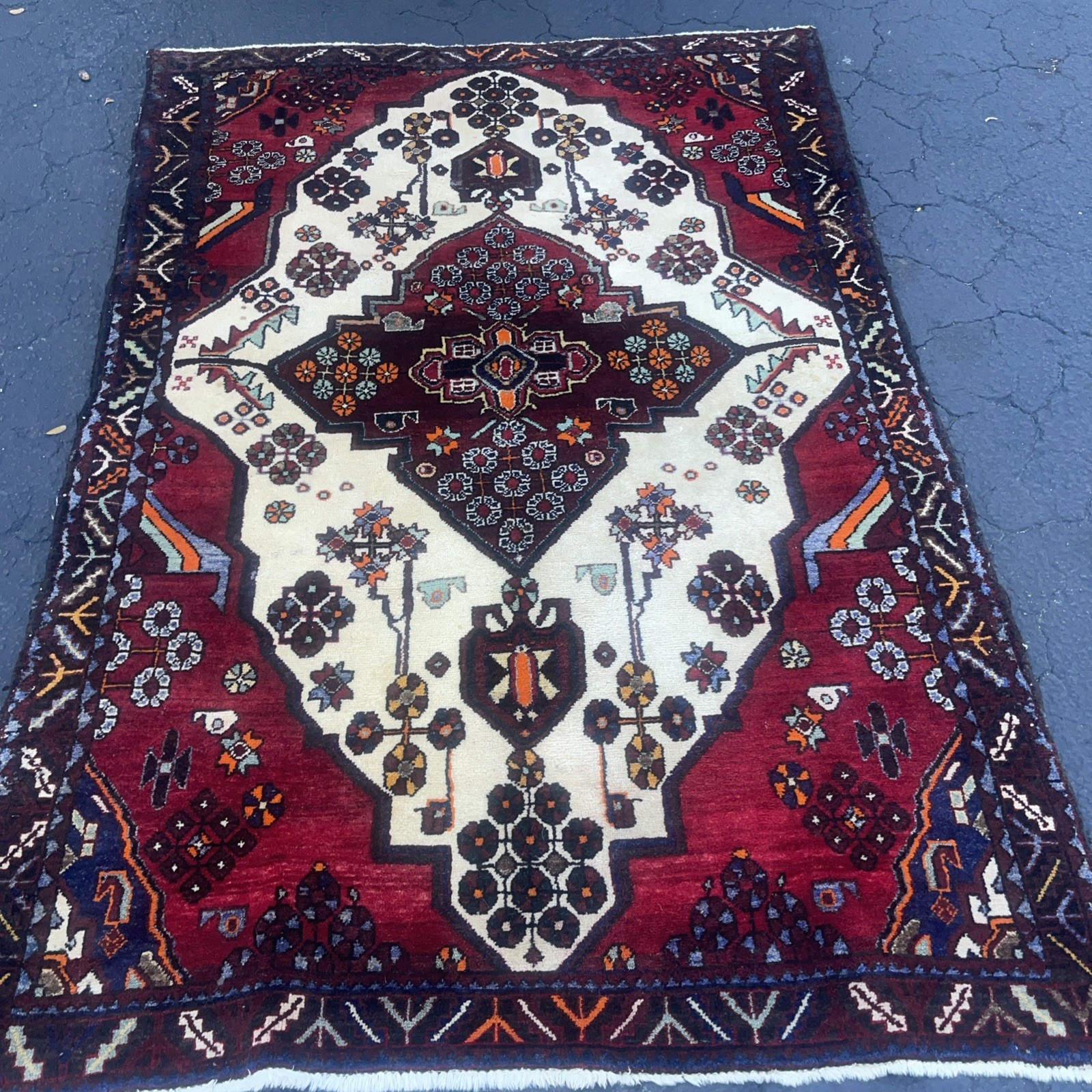 Traditional Mahalli Hamedan Hand-knotted Wool Accent Rug 5×7 Tribal Carpet