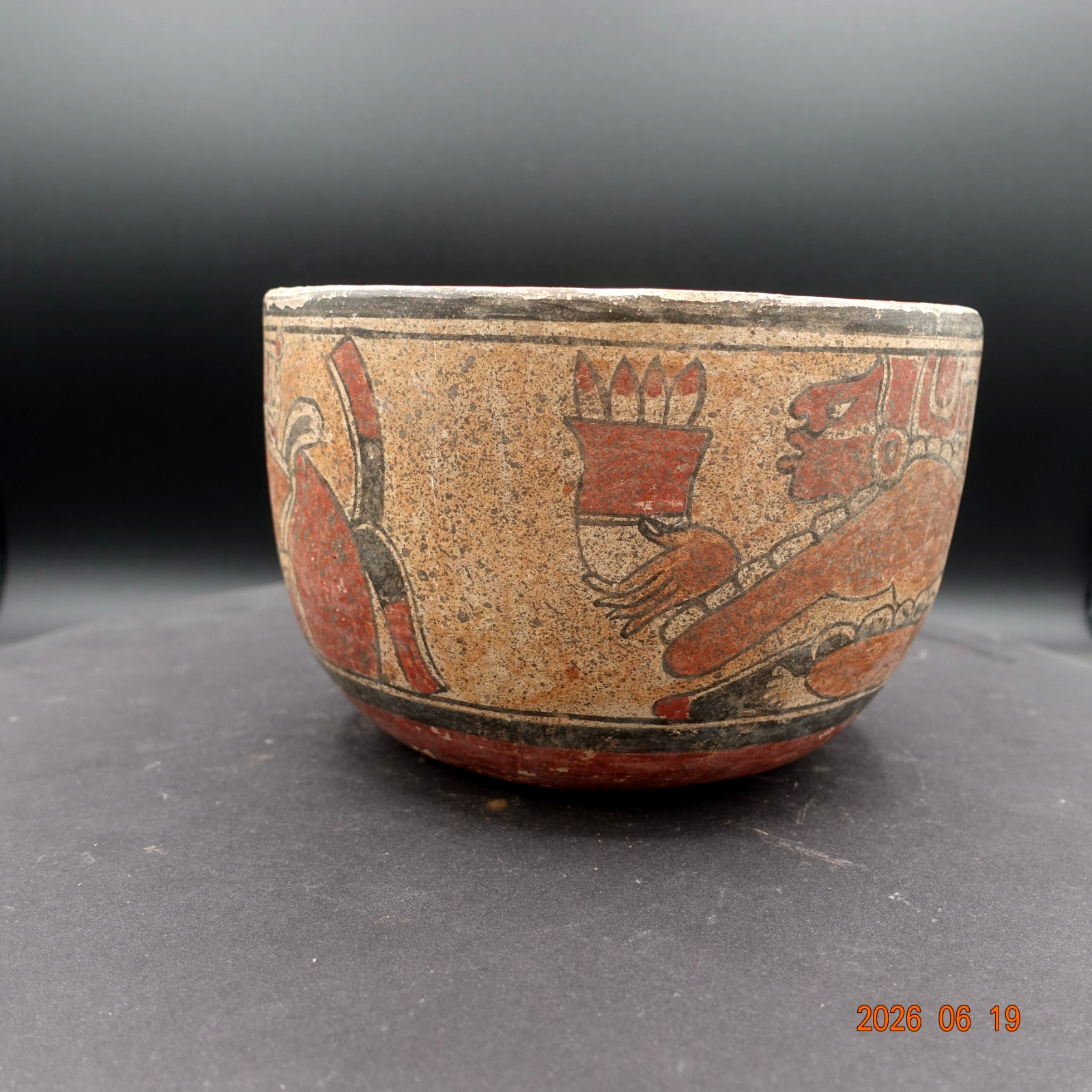 Pre-Columbian Authentic Artifact Ceramic Pottery Poly-Chrome Maya Copador