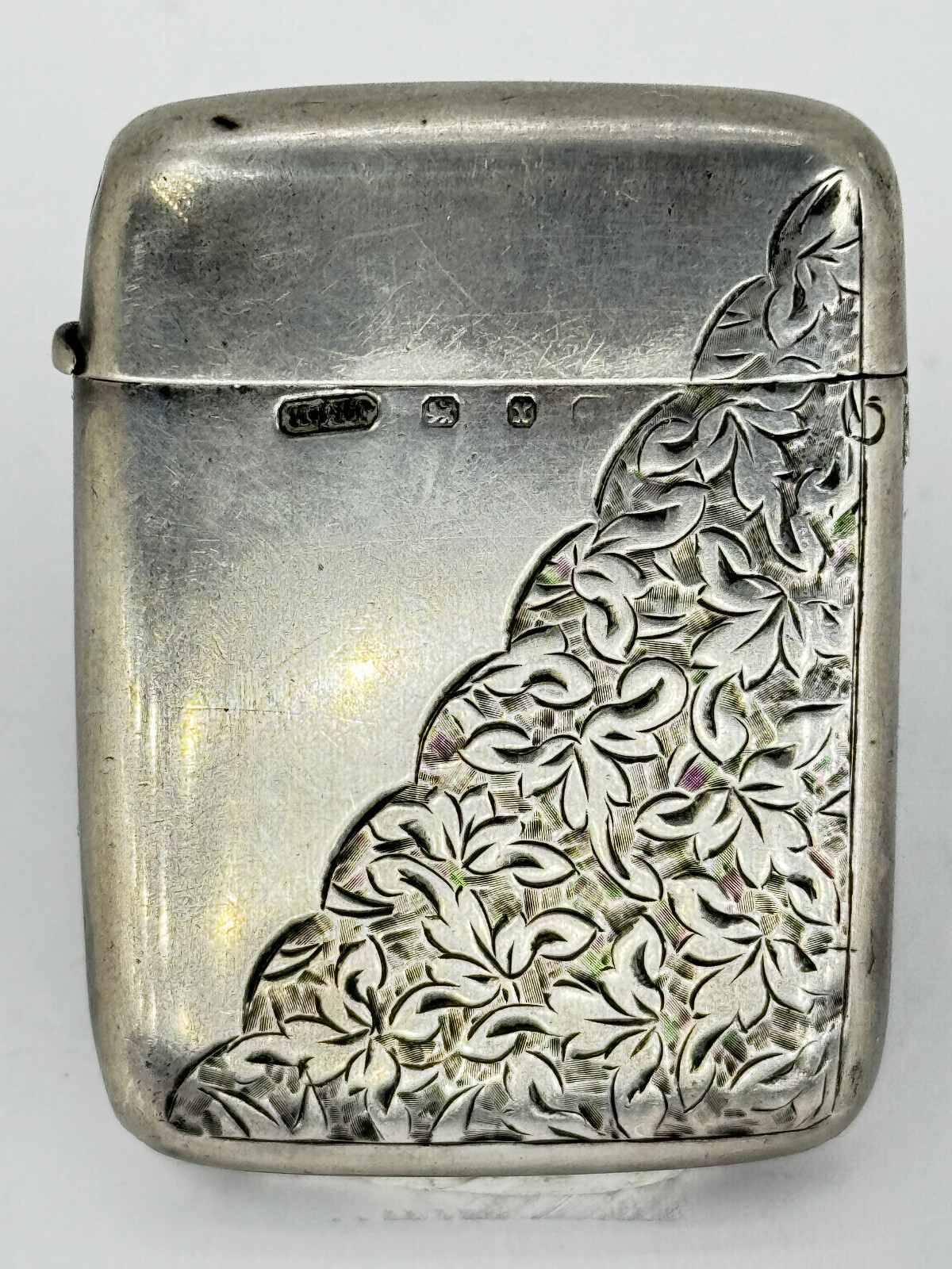 Match Safe Vesta Case Sterling Silver flower JNB hallmark engraved 30 Grams