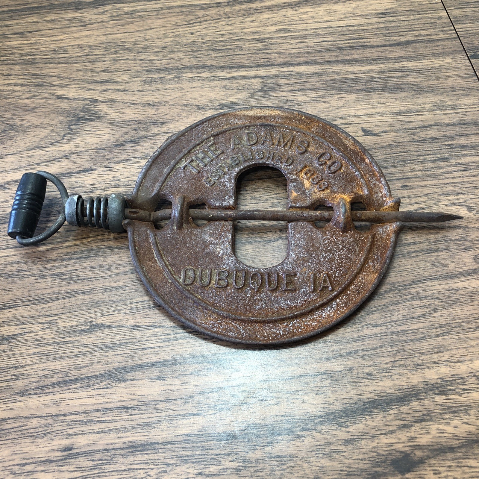 ANTIQUE 7″ DIAMOND STOVE PIPE DAMPER CAST IRON FLUE ADAMS CO DUBUQUE IOWA