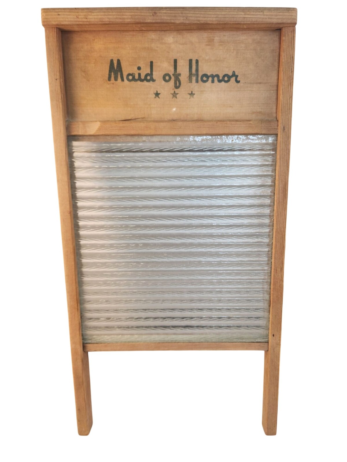 Vintage Maid Of Honor Wooden Washboard With Embossed Glass Surface Hand Laundry