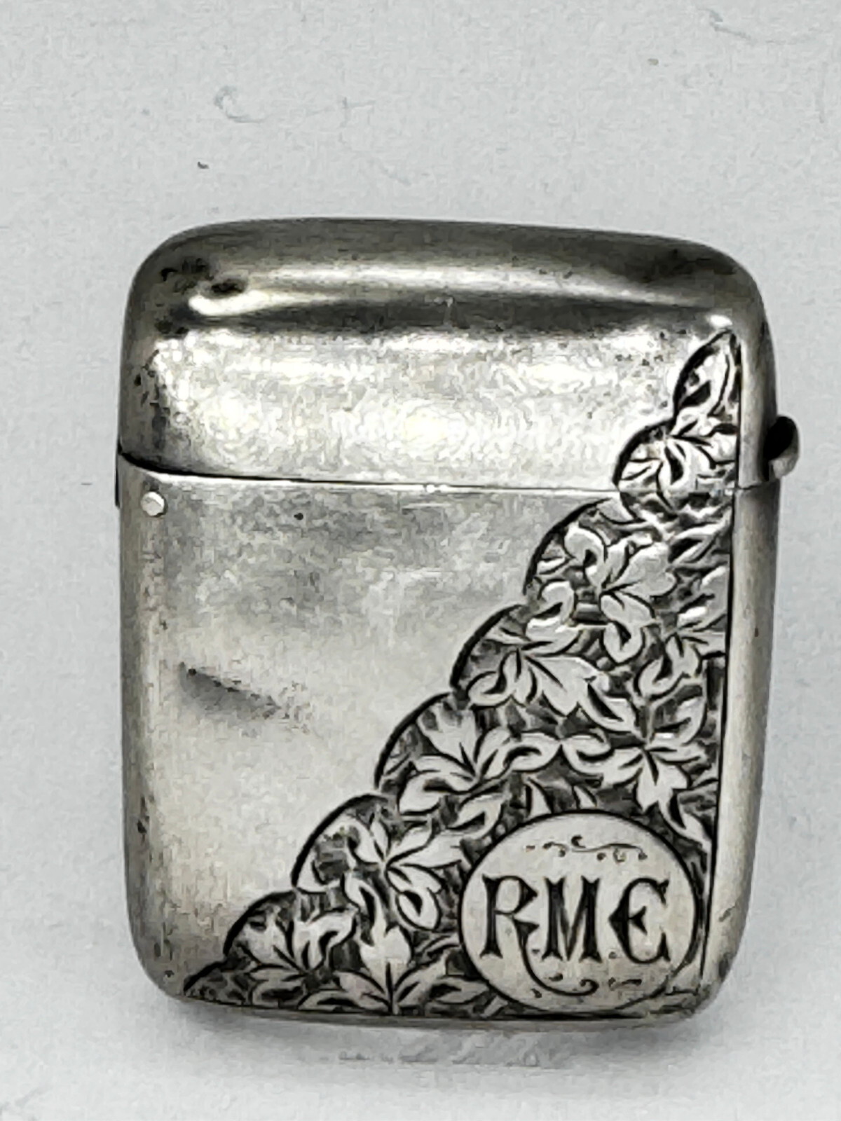 Match Safe Vesta Case Sterling Silver flower JNB hallmark engraved 30 Grams