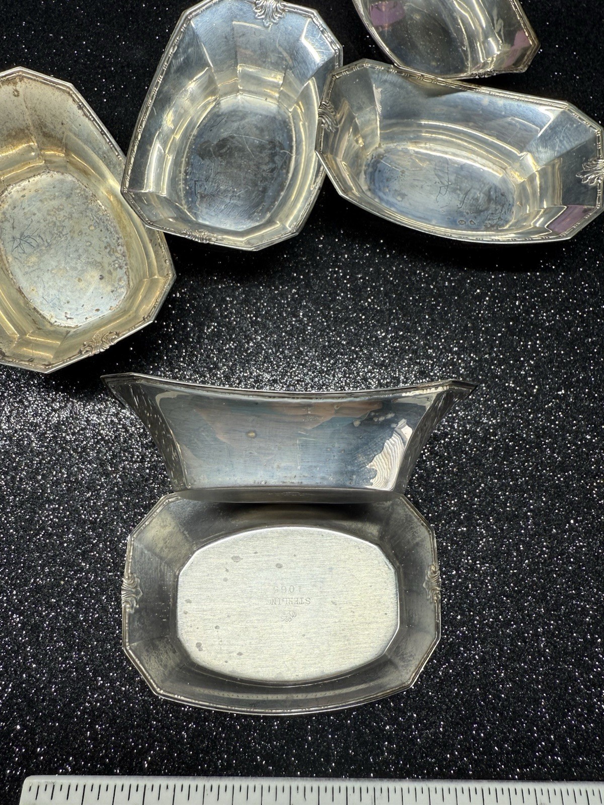 Set of 6 Watson Sterling Silver Nut Dishes #1065 Crown W Lion Mark, 4.3 oz